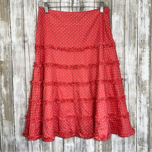 Boden Dresses & Skirts - Boden Pink Polka Dot Ruffle Tiered A Line Skirt
